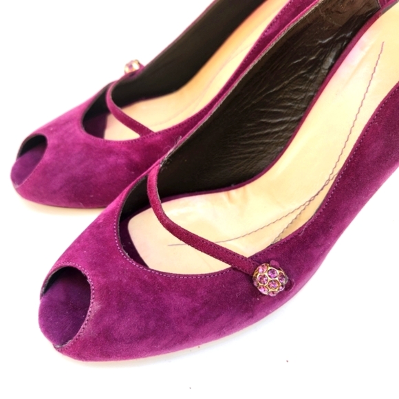 Kate Spade Vintage '06 Gracie Plum Suede Peeptoe Slingback Pump - Picture 5 of 6